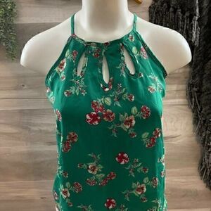 Papermoon Womens Multicolor Floral Sleeveless Keyhole Neck Blouse Top Size XSP